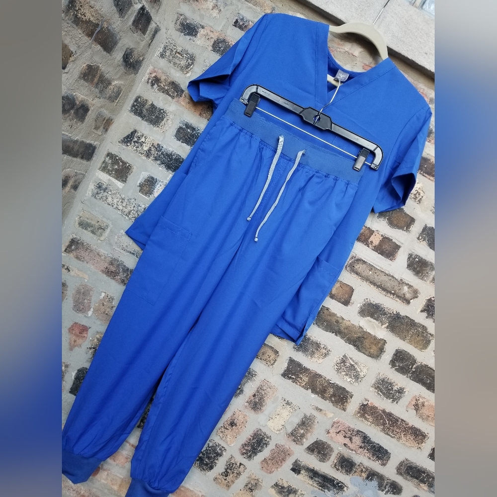 NiaaHinn - Unisex, Scrub Top & Bottom, M, Royal Blue